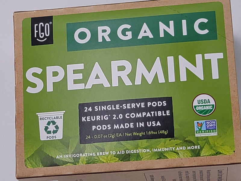 FGO , Spearmint Herbal Tea, Organic Tea Pods, 24 x 4