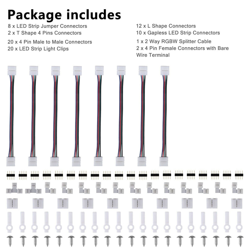 LED PCB RGB Turn Connector 20 Units 5 Packs with 4 Units Per Package Strip to St