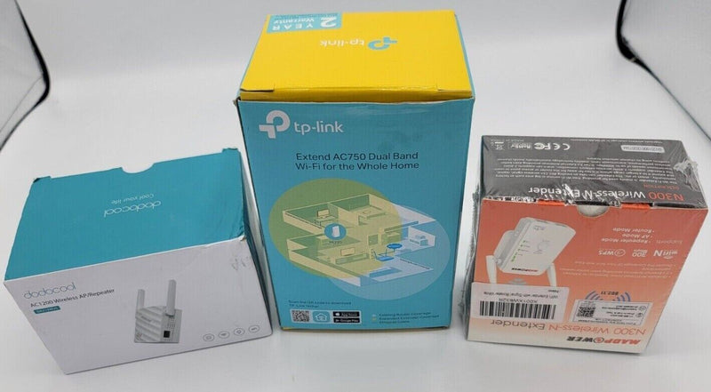 Three Ptp-link RE505X Wi-Fi 6 Range Extender Internet Booster AX1500 Dual Brand