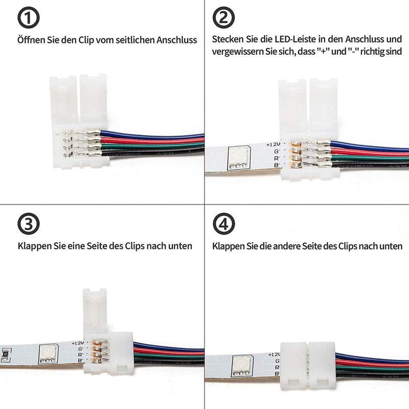 LED PCB RGB Turn Connector 20 Units 5 Packs with 4 Units Per Package Strip to St