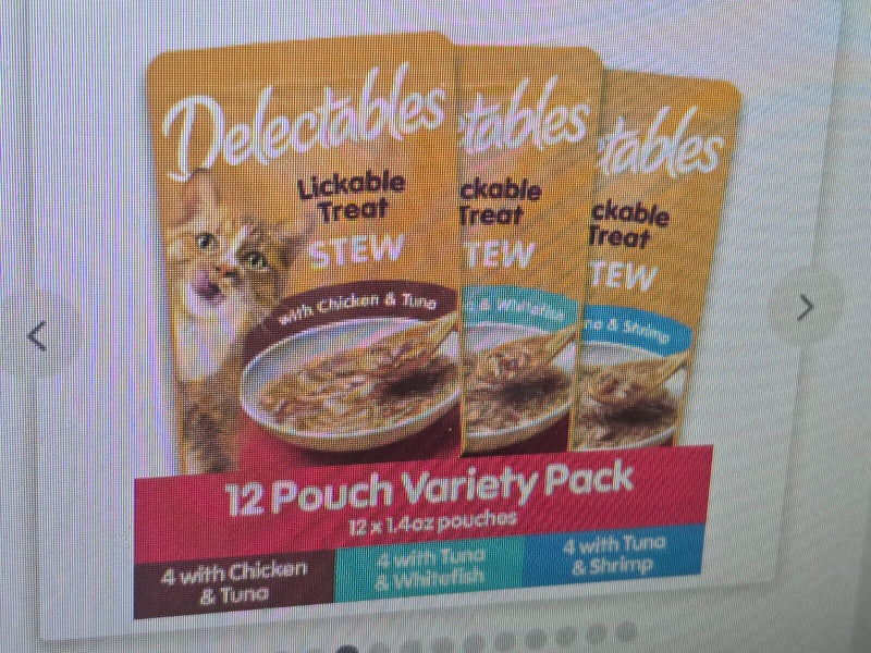 110 Delectables Stew Lickable Wet Cat Treats - Chicken & Tuna (10 Packs of 12)