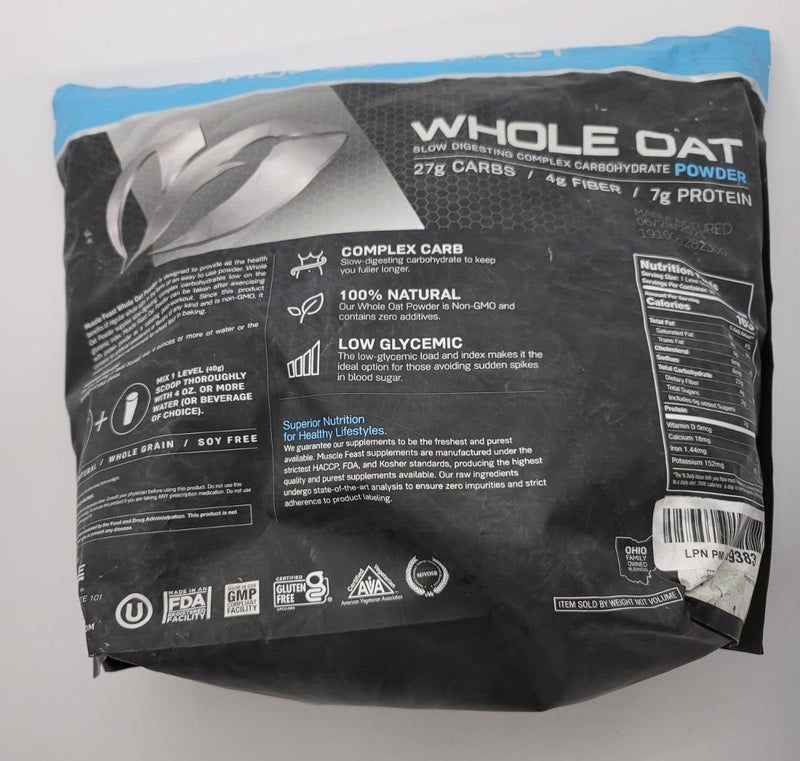 Muscle Feast Protein Powder Whole Oat Slow digesting complex carbohydrate 8Lbs