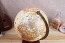Annova Antique Globe 10" Diameter Metal Arc and Wood Base, Vintage Decorative