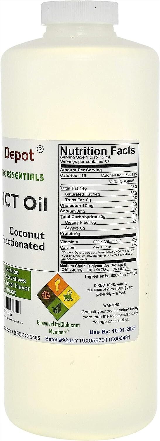 32 OZ PURE PREMIUM MCT OIL 100% COCONUT SOURCED VEGAN NATURAL by Essential Depot