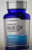 3 items Antarctic Krill Oil 2000 mg 60 Softgels Omega-3 EPA, DHA, w Astaxanthin+