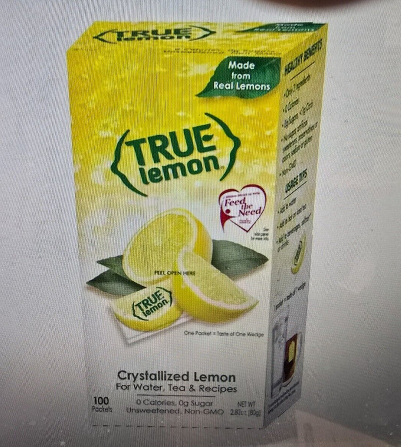 12 True Lemon Sugar Free On-The-Go Caffeine Free Powdered Drink Mix 100 Packets