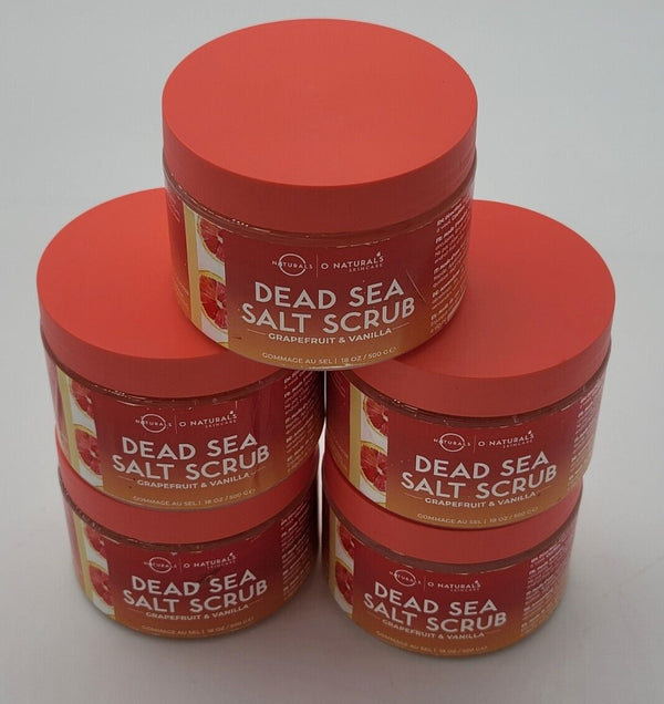 O Naturals Exfoliating Dead Sea Salt Lot of 5 Face Body  Foot Scrub. Hydrating E