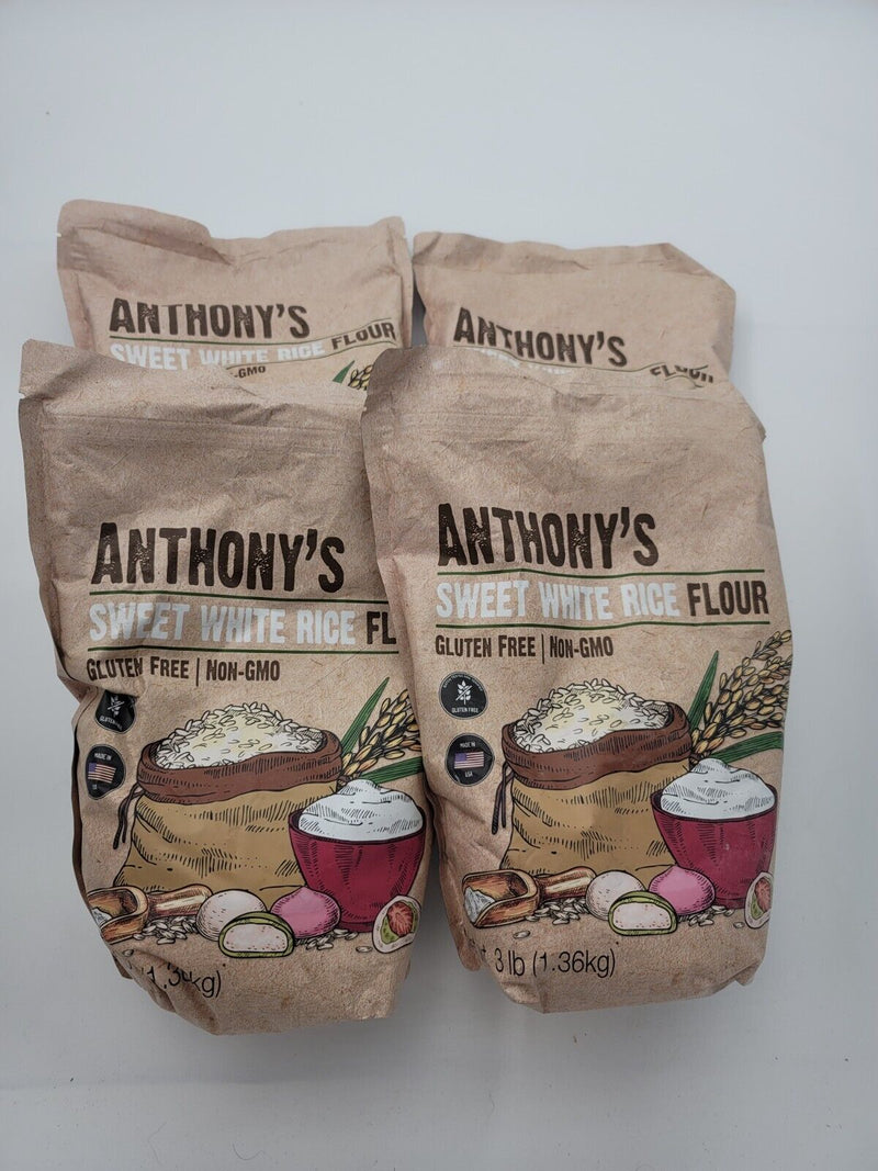 4 (Four) Anthony's  Sweet White Rice Flour, 3 lb, Gluten Free, Non GMO x 4