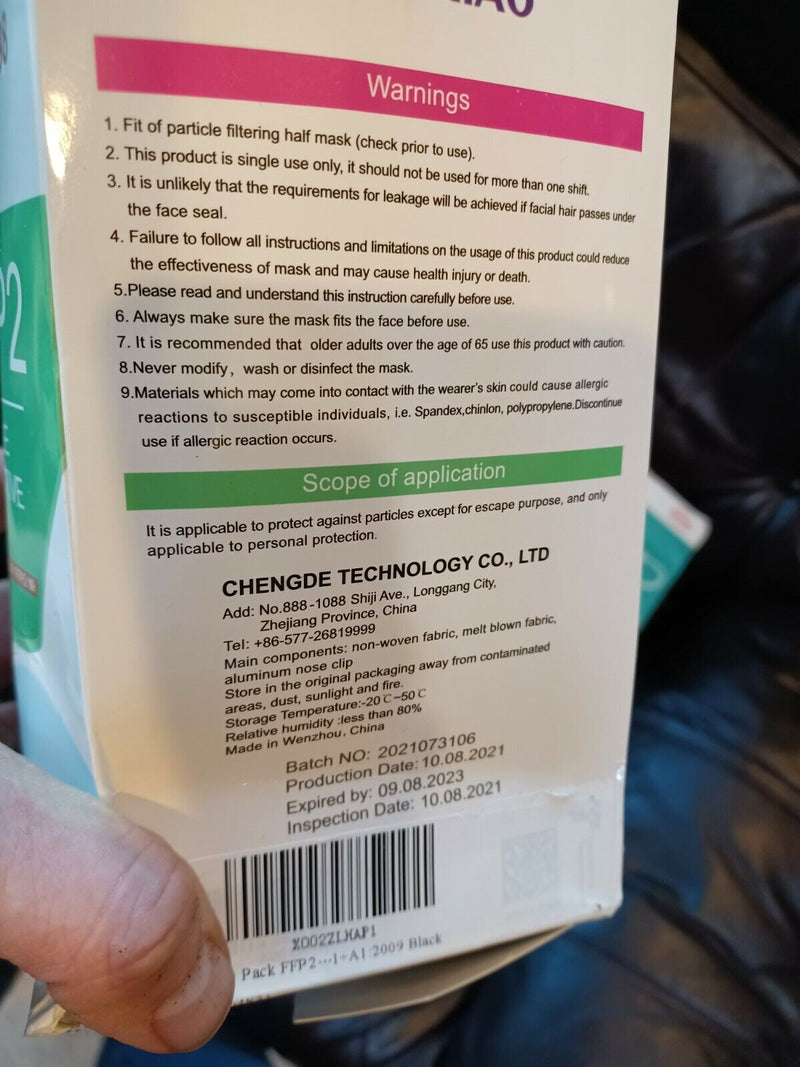 Black FFP2 Medical Masks C.E Approval FFP2 Safety Box 20 Masks plus 50 Surgical