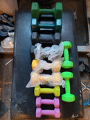 11 Hex Neoprene Dumbbell 12,8,7,3 lbs, All Pairs-20,15,5 lbs all Singles 80 lbs
