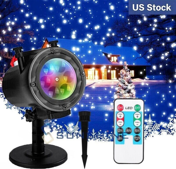 LED Projector Snowfall Light Christmas Laser Outdoor Landscape Xmas Lamp US Plug