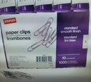 6 Lots Staples Smooth Paper Clips Silver (100/Box 10 Boxes/Pack x 6) 6000 clips