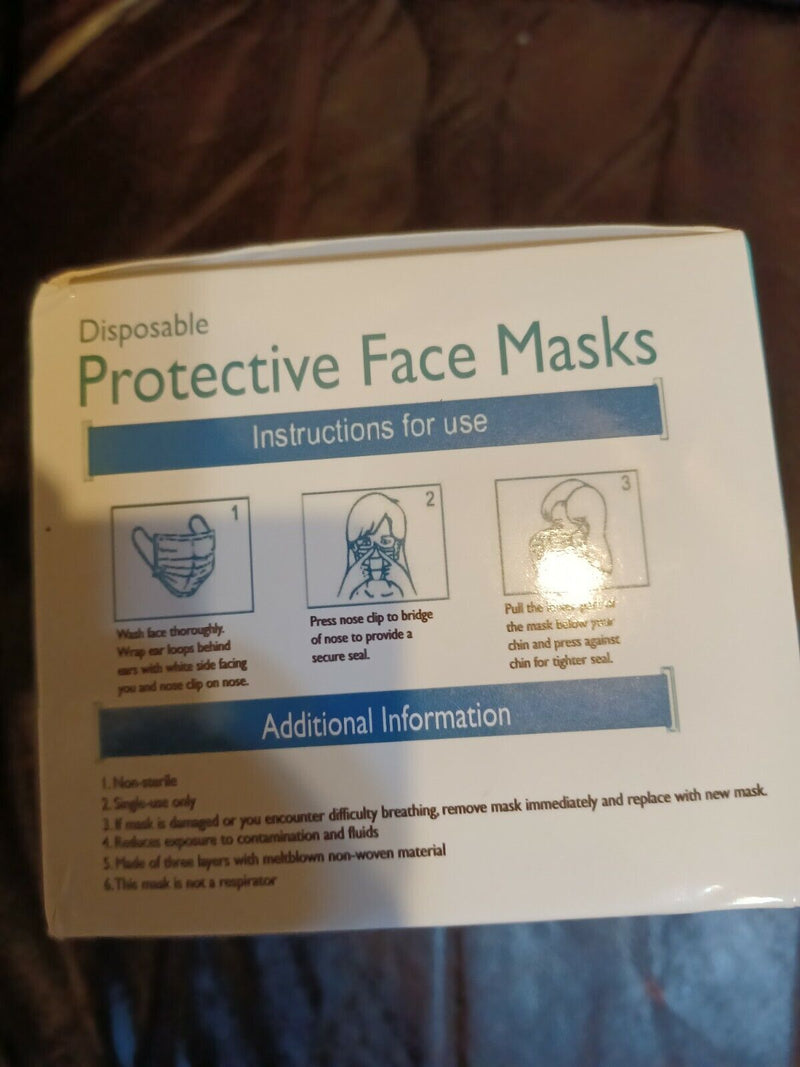 100 Pcs White Protective Face Masks 50 Children plus 50 unopened adult