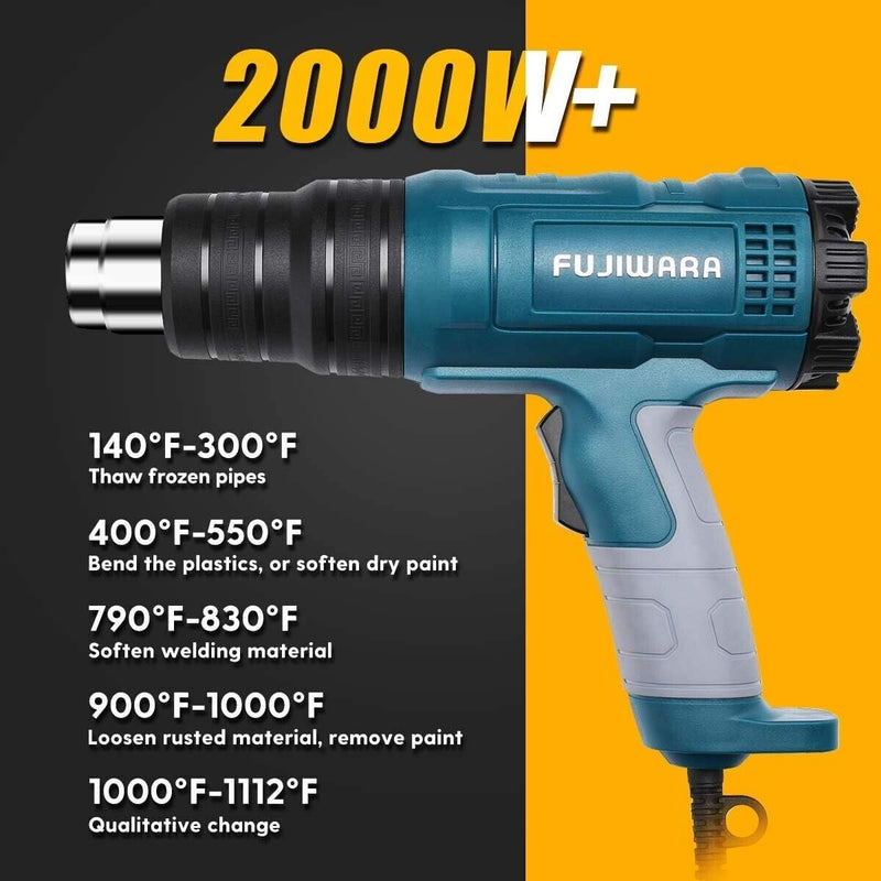 Heat Gun Kit 2000W with Dual-Temperature 5 Nozzles,Hot Air Gun 122ᵒF-1022ᵒF...