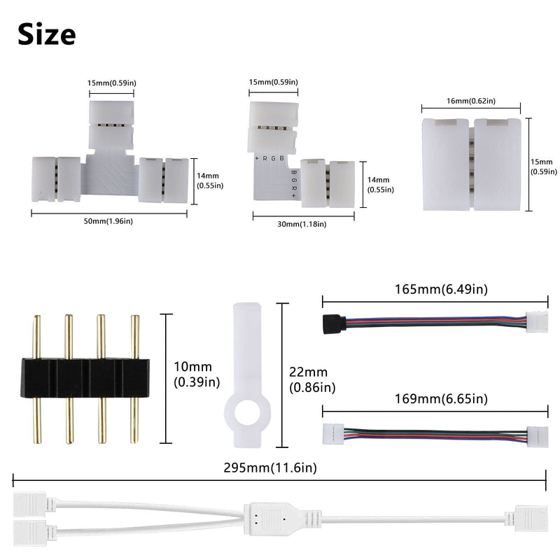 LED PCB RGB Turn Connector 20 Units 5 Packs with 4 Units Per Package Strip to St