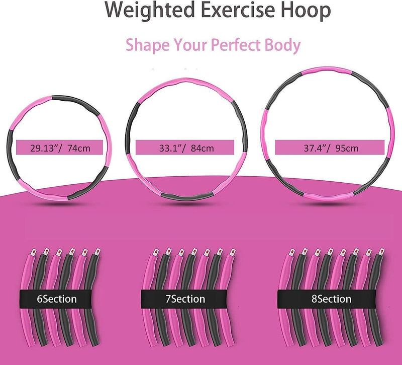 Three Hula Hoop Adults Fitness 8 Section Detachable Weighted Design BLUE Pink