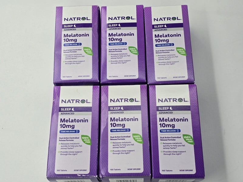 6 PACK Natrol Advanced Melatonin,Sleep, 10 mg, 100 Tablets (600 tablets total)