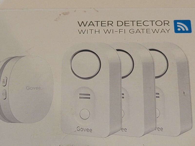 Govee Water Detector w/ RF WI-Fi Gateway 3 Pack White - Open Box