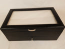 Watch Box Leather Display Case Organizer Glass Jewelry Storage Black