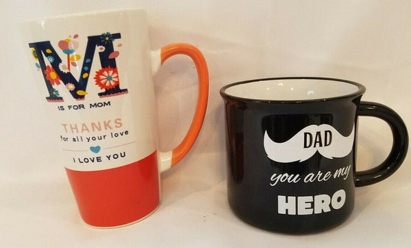 Mom & Dad Mugs By Pepper Story- Best Dad Ever & Thanks For Love Mom