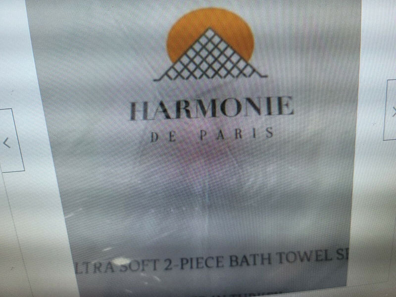 Harmonie De Paris Grey Ivory Ultra Soft 2 Piece Bath Towel Set Size 27 x 54 Inch