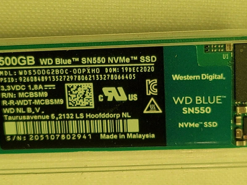 Western Digital Blue Sn550 Nvme 500Gb, Internal M.2 2280 Ssd