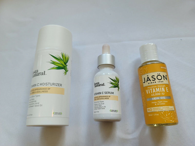 Insta Natural Vitamin C Moisturizer & Serum + Jason Vitamin E Skin Oil (3 Items)
