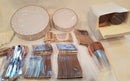 350 Pieces Rose Gold Square Plastic Plates With Silverware And Cups, Disposable