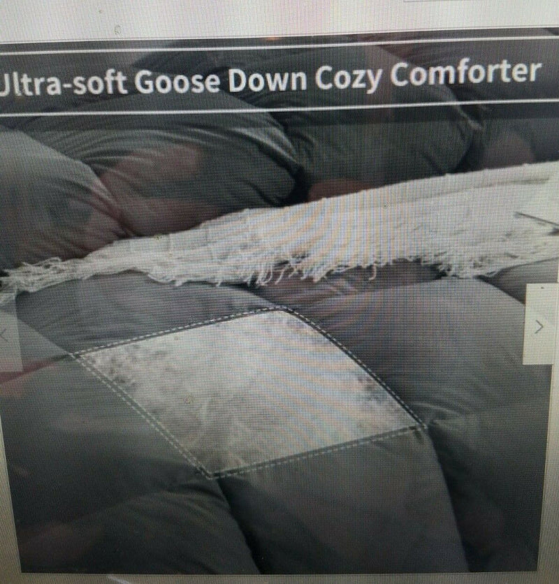Hombys Queen Down Comforter Duvet Insert | Goose Feather | Grey