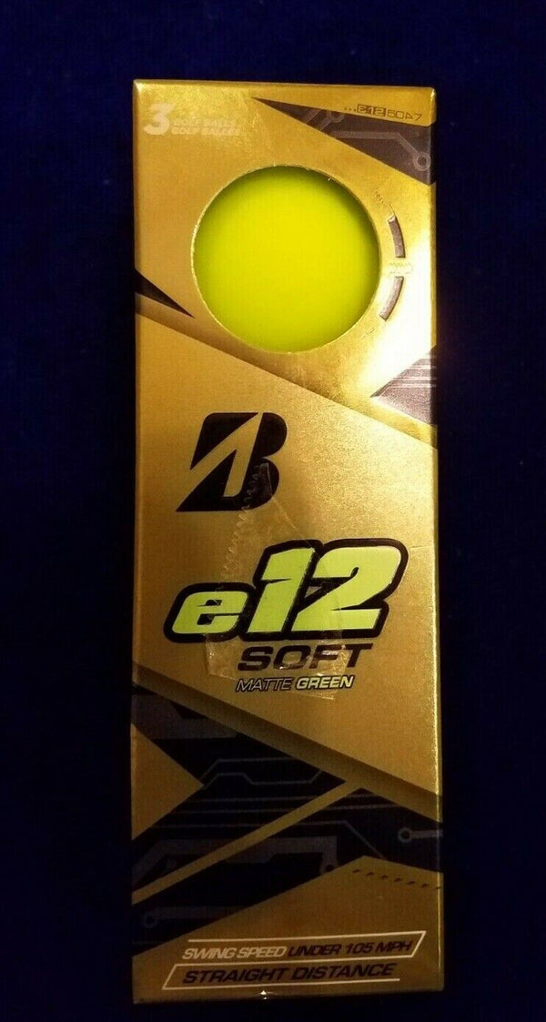 New Bridgestone Soft e12 Chartreuse Matte Green Golf Balls 3 Pack.