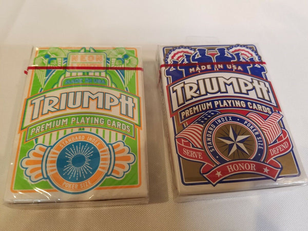 2 Triumph Playing Cards Decks - Reminds me (TRUMP?)- by GPI- Professional Cards