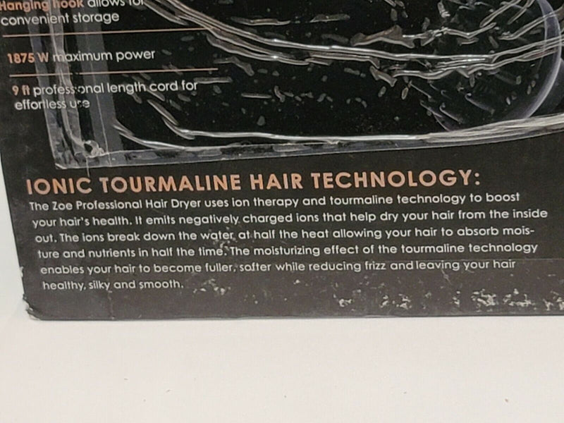 Zoe Ionic Tourmaline Ceramic Professional Hair Dryer