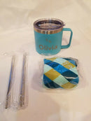 Ultimate Olivia Gift Set Bundle 14 Oz - 5 Piece Mug Set Socks - Stainless Straw