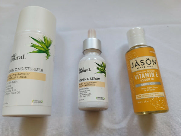 Insta Natural Vitamin C Moisturizer & Serum + Jason Vitamin E Skin Oil (3 Items)