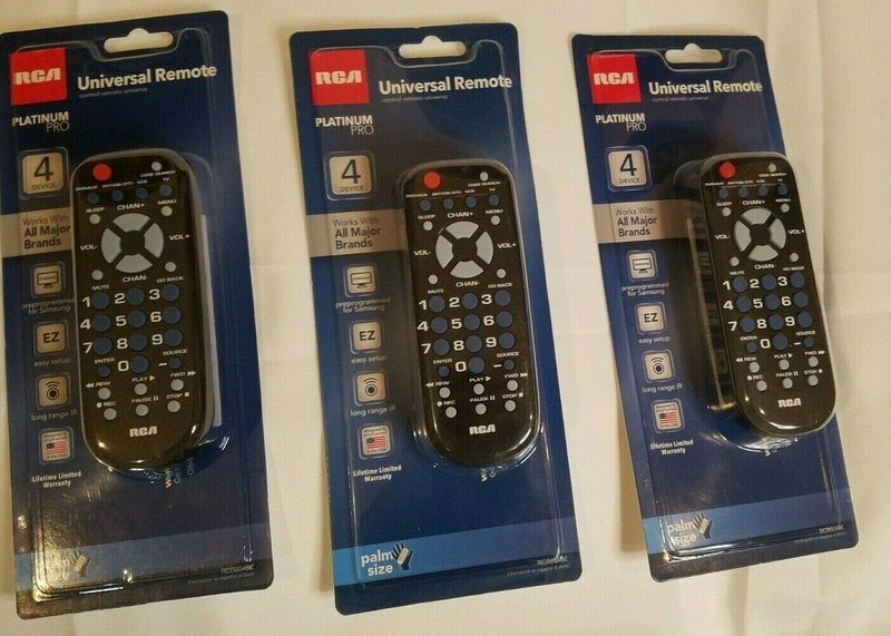 Three Rca Universal Remote Control For Tv, Vcr, Dvd & Cable In Black