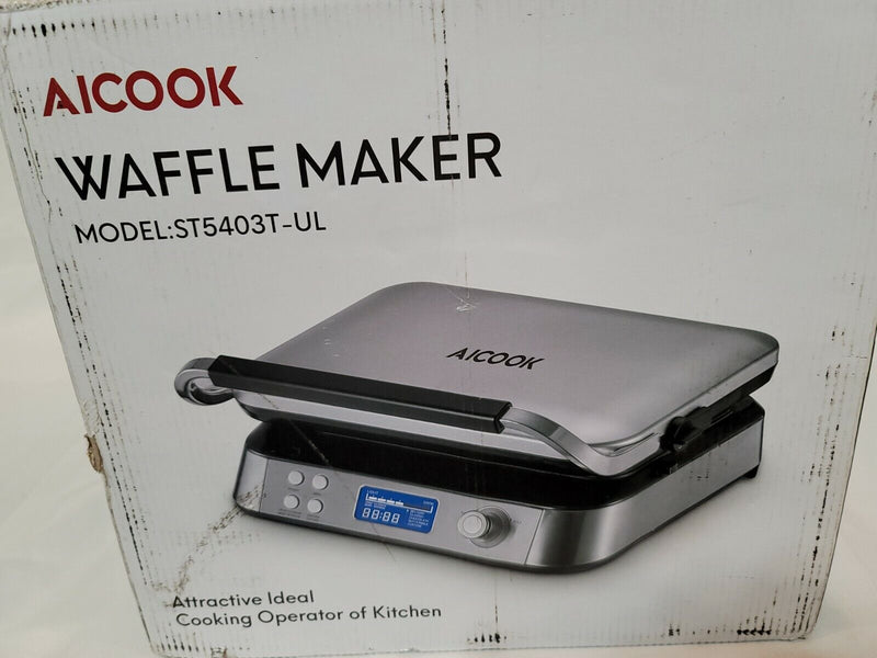 1600W Belgian Waffle Maker Smart Double Waffle Iron Pro w/ LED Display 2  Slices