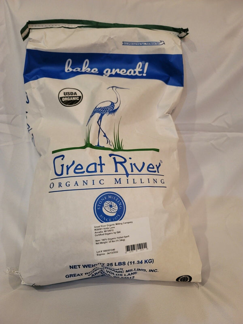 Great River Organic Milling Organic Specialty Hulled Spelt Flour, 25-Pounds
