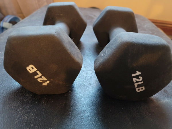 TWO Hex Neoprene Dumbbell 12 lbs  x two