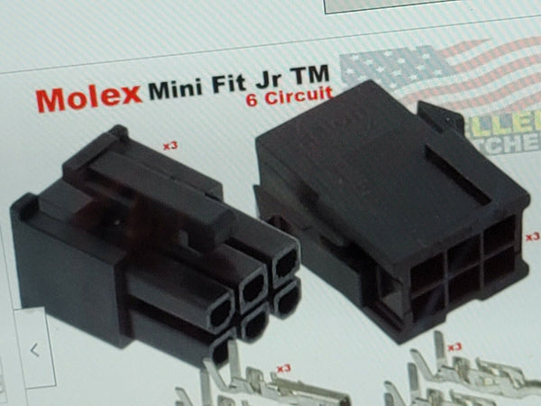 Molex 6-Pin Black Connector  AWG Pin Mini-Fit Jr (20 Set) 40 Total