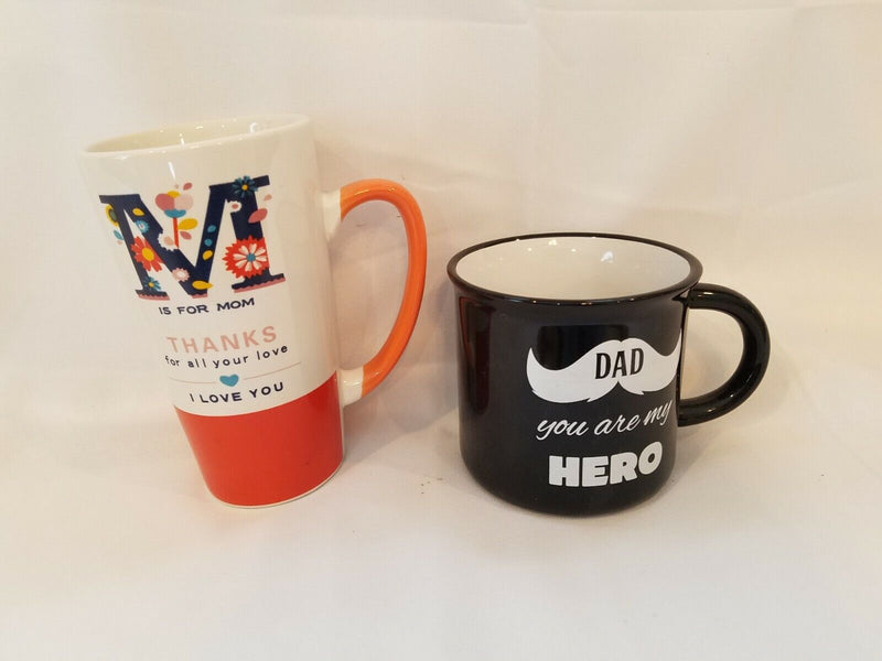 Mom & Dad Mugs By Pepper Story- Best Dad Ever & Thanks For Love Mom