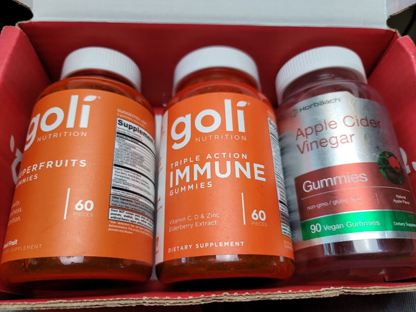 Goli Triple Action Immune & Apple Cidar Vinegar Gummies  Exp 1/23+ 3pk 180 total