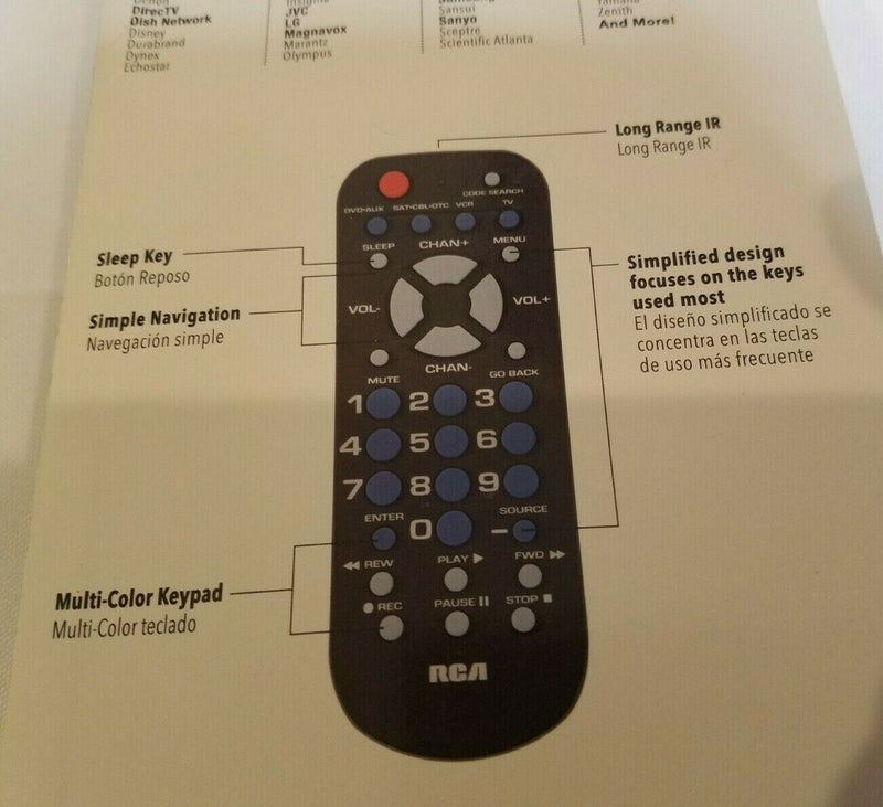 Two Rca Universal Remote Control For Tv, Vcr, Dvd & Cable In Black