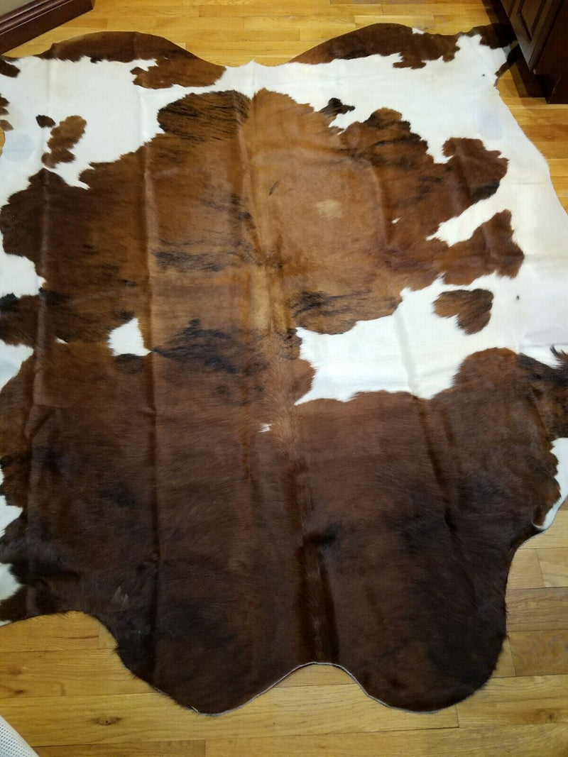 Tricolor Cowhide Rug Authentic Leather Rug with Hair on by Original Cowhide