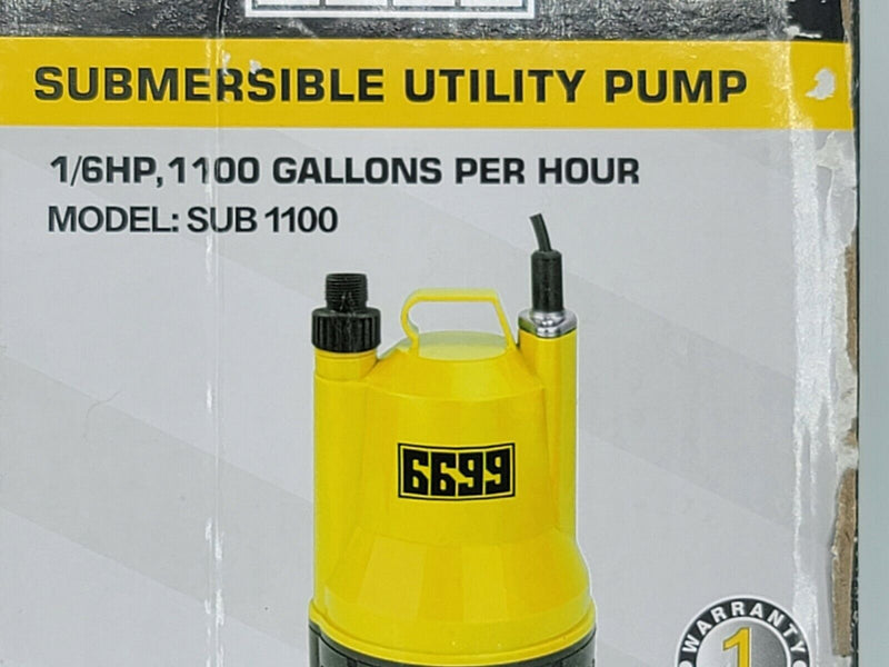 6699 1/6HP Portable Utility Pump Submersible Small Backup Sump Pump to Drain