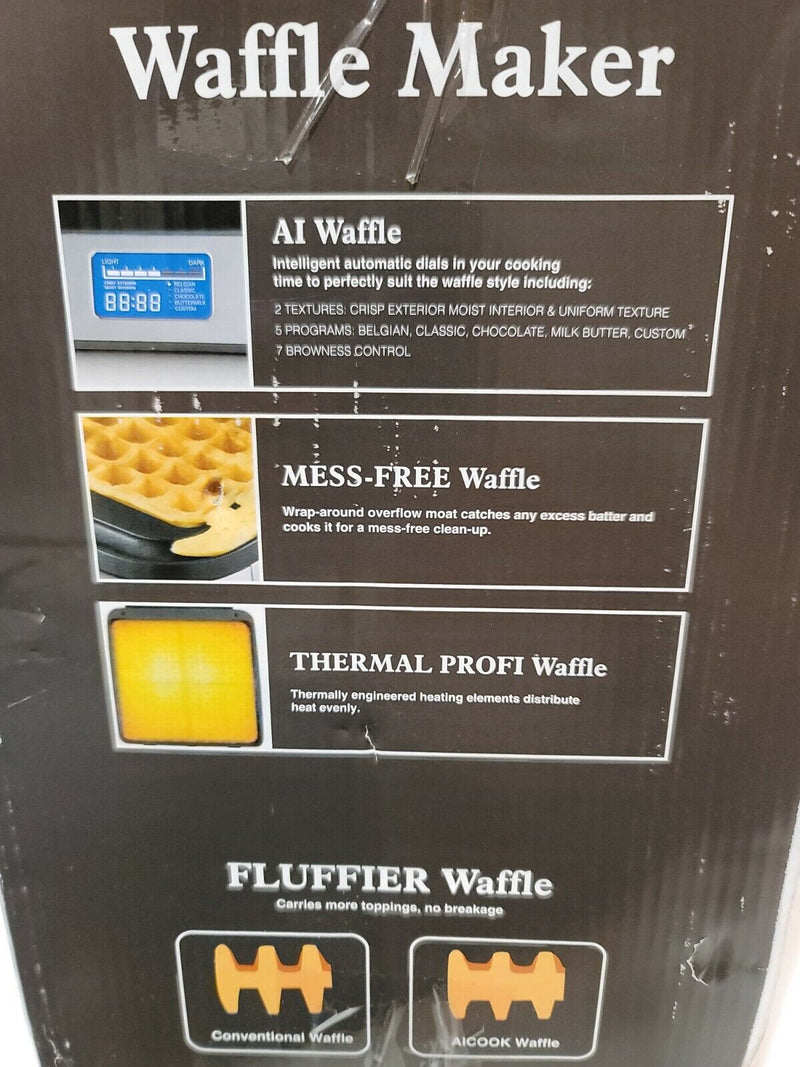 1600W Belgian Waffle Maker Smart Double Waffle Iron Pro w/ LED Display 2  Slices