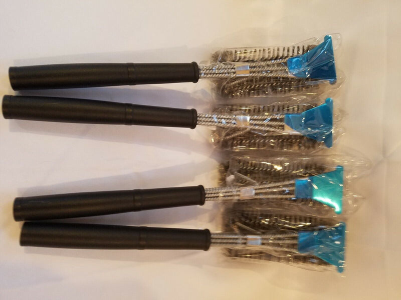Four Bbq Grill Brush Scrubber Barbecue Stainless Steel Wire Cleaner New