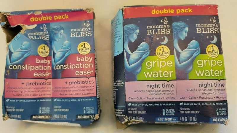 Mommy's Bliss -Both  Gripe Water Night Time & Baby Constipation Double Packs-