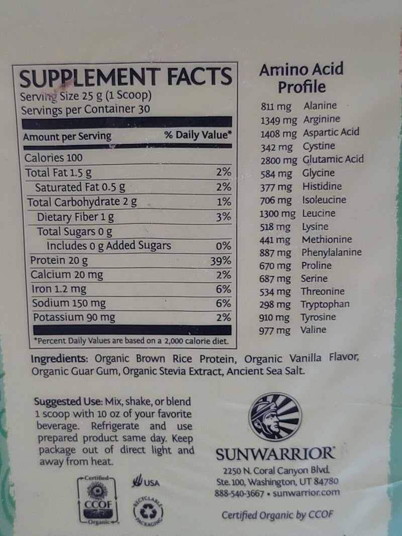 Two Sunwarrior Protein Classic 1.65 Lb Per Container , Vanilla