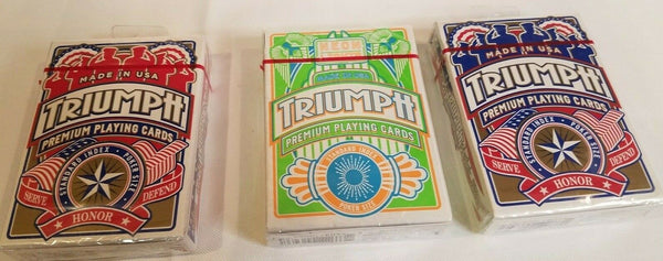 3 Triumph Playing Cards Decks - Reminds me (TRUMP?)- by GPI- Professional Cards