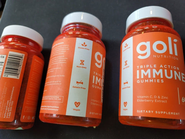 3 Goli Triple Action Immune Gummies,180 Ct, Elderberry, Vitamin C, D, Echinacea